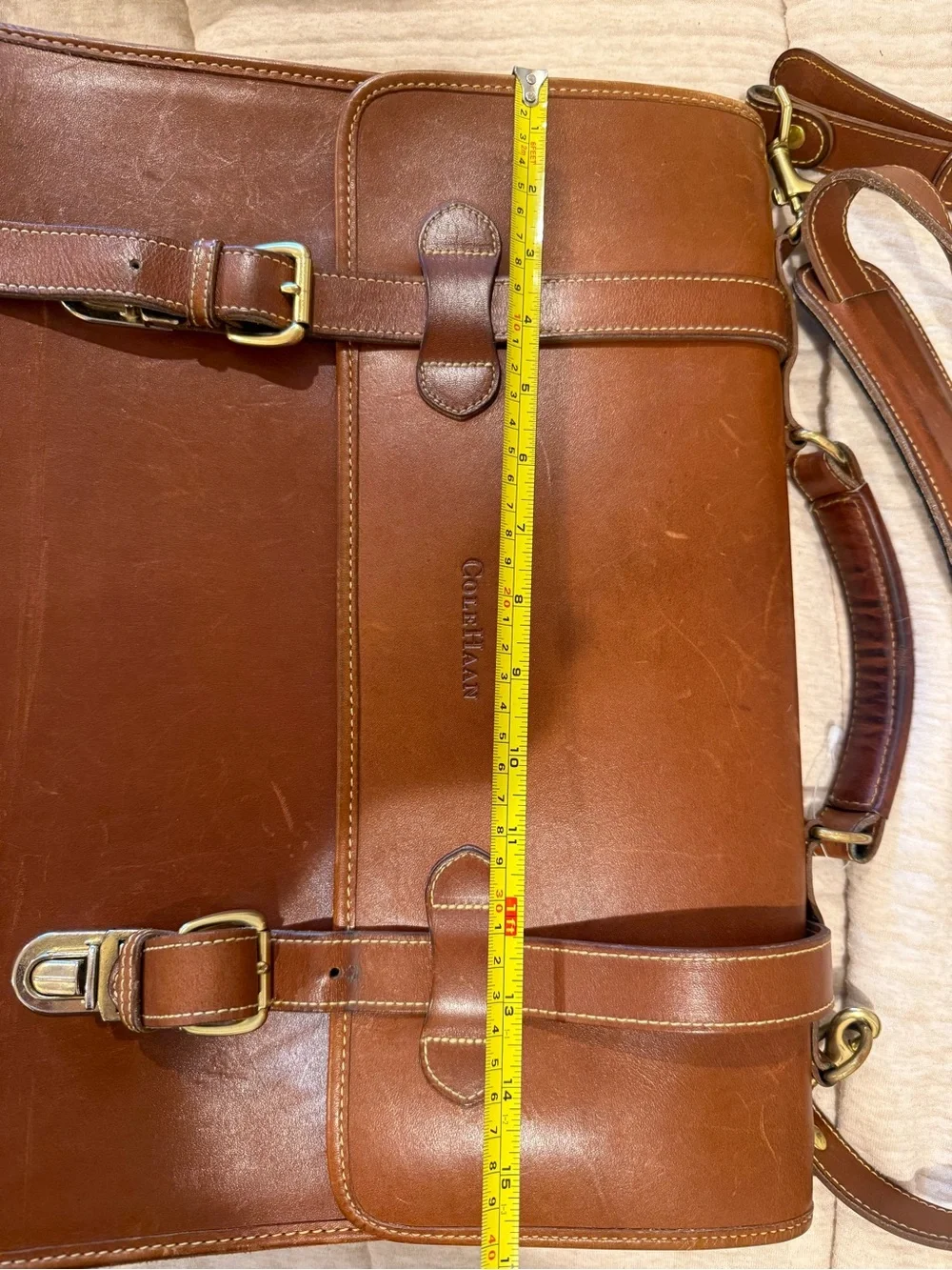 Vtg COLE HAAN  Leather Messenger Bag Briefcase
